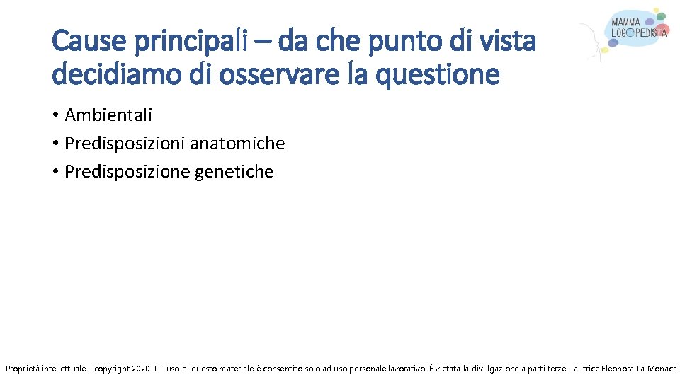 Cause principali – da che punto di vista decidiamo di osservare la questione •