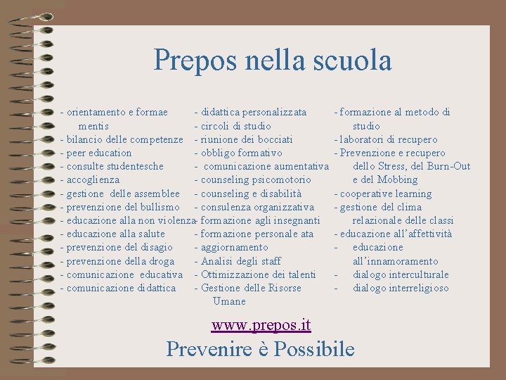 Prepos nella scuola - orientamento e formae - didattica personalizzata mentis - circoli di