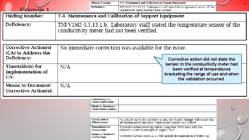 13 Example 1 An unacceptable response that would result in a non-concurrence letter Corrective