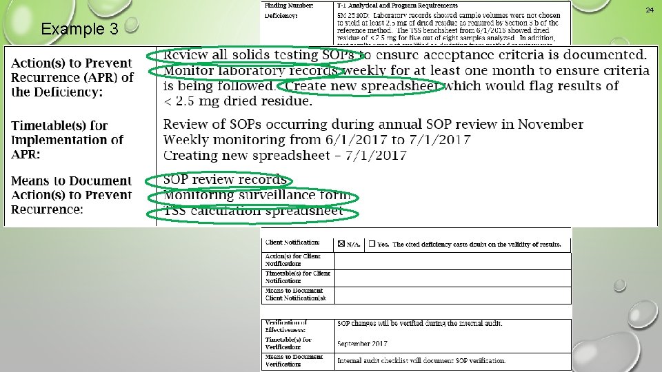 24 Example 3 An unacceptable response that would result in a nonconcurrence letter 