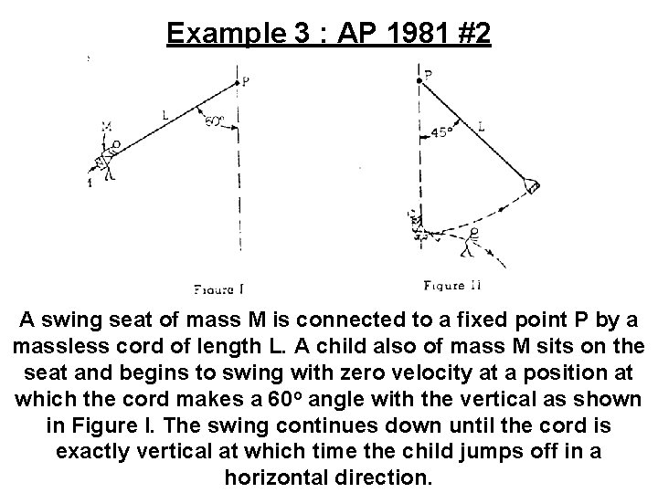 Example 3 : AP 1981 #2 A swing seat of mass M is connected