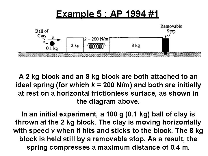 Example 5 : AP 1994 #1 A 2 kg block and an 8 kg