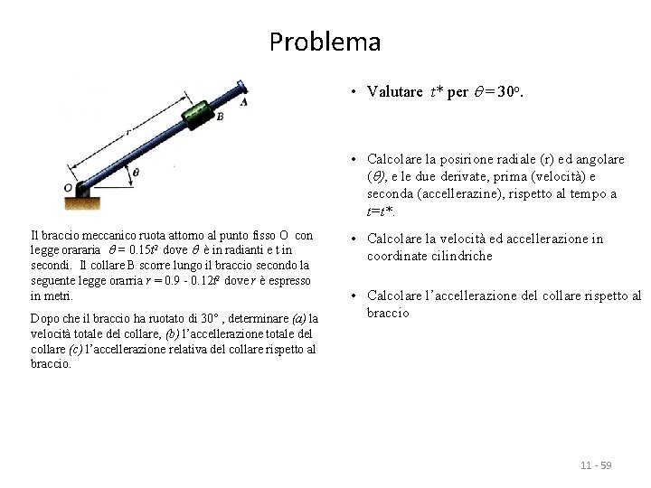 Problema • Valutare t* per q = 30 o. • Calcolare la posirione radiale