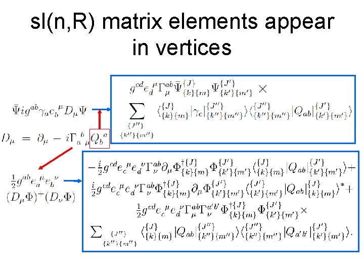 sl(n, R) matrix elements appear in vertices 