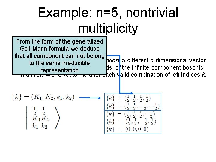 Example: n=5, nontrivial multiplicity From the form of the generalized Gell-Mann formula we deduce