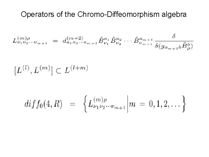 Operators of the Chromo-Diffeomorphism algebra 