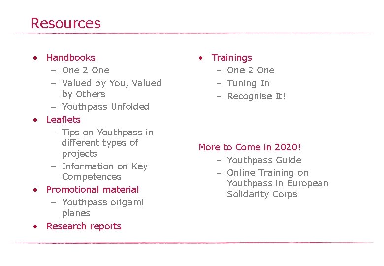 Resources • Handbooks – One 2 One – Valued by You, Valued by Others