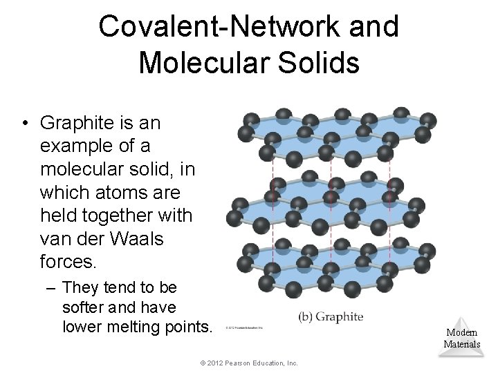 Covalent-Network and Molecular Solids • Graphite is an example of a molecular solid, in