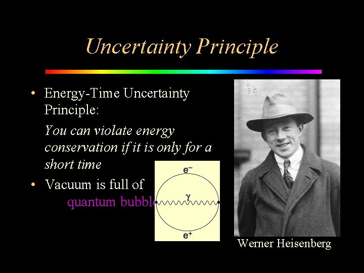 Uncertainty Principle • Energy-Time Uncertainty Principle: You can violate energy conservation if it is