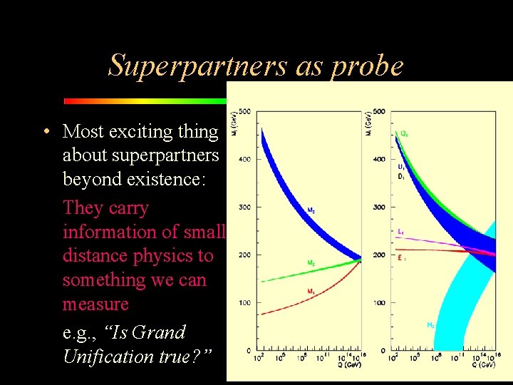 Superpartners as probe • Most exciting thing about superpartners beyond existence: They carry information