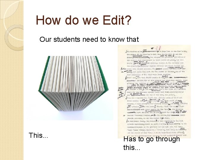 How do we Edit? Our students need to know that This. . . Has