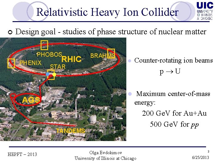 Relativistic Heavy Ion Collider ¢ Design goal - studies of phase structure of nuclear