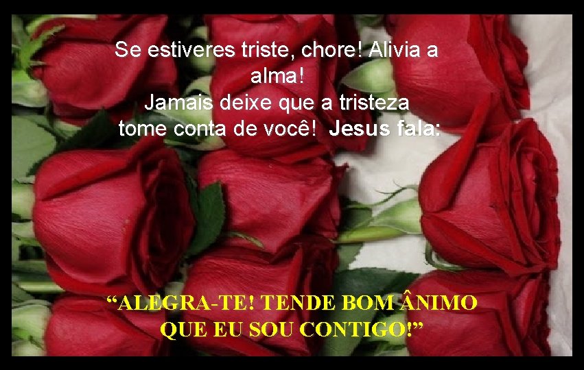 Se estiveres triste, chore! Alivia a alma! Jamais deixe que a tristeza tome conta