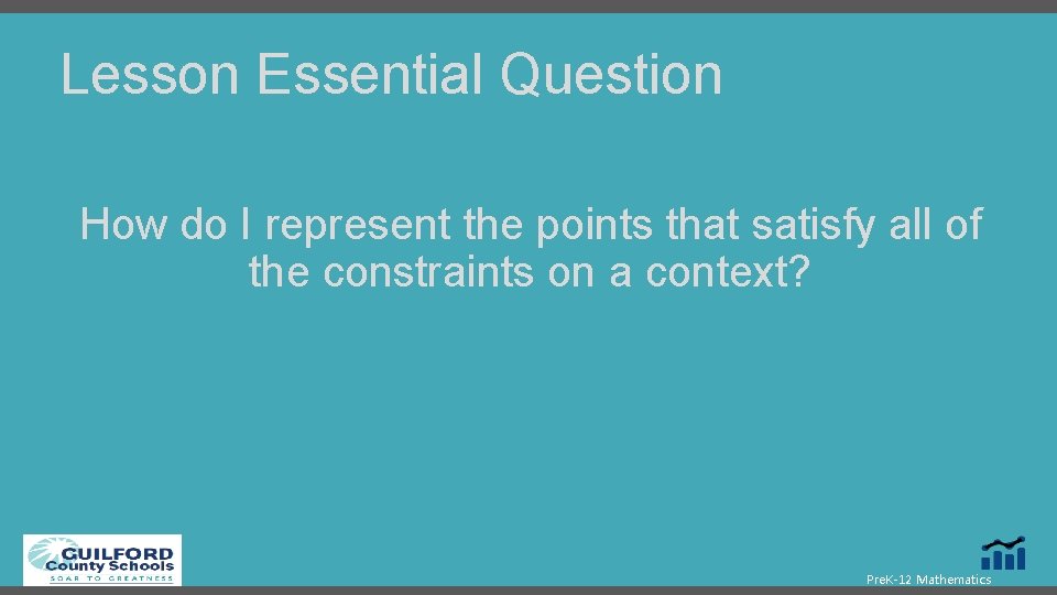 Lesson Essential Question How do I represent the points that satisfy all of the