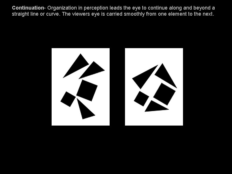 Continuation- Organization in perception leads the eye to continue along and beyond a straight