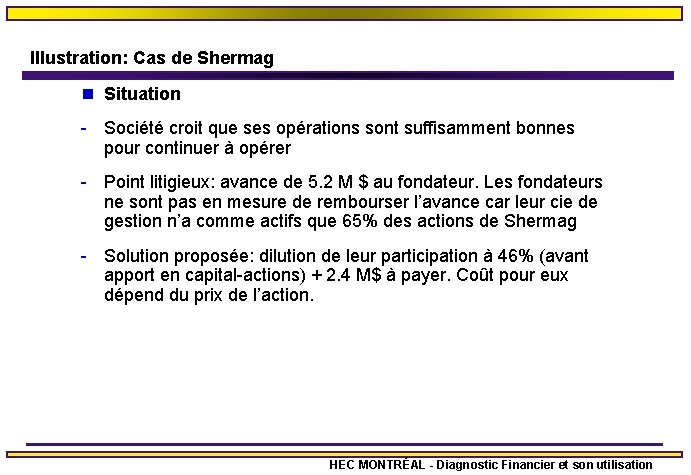 Illustration: Cas de Shermag n Situation - Société croit que ses opérations sont suffisamment