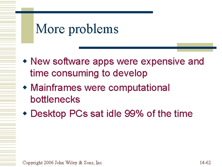 More problems w New software apps were expensive and time consuming to develop w