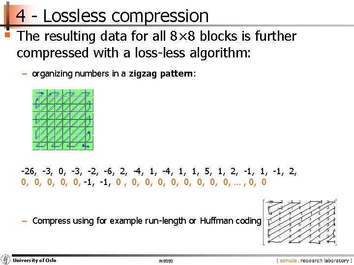 4 - Lossless compression § The resulting data for all 8× 8 blocks is