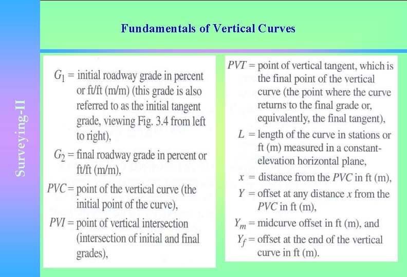 Surveying-II Fundamentals of Vertical Curves 