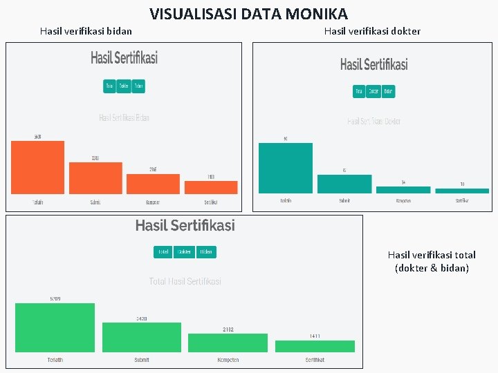 VISUALISASI DATA MONIKA Hasil verifikasi bidan Hasil verifikasi dokter Hasil verifikasi total (dokter &