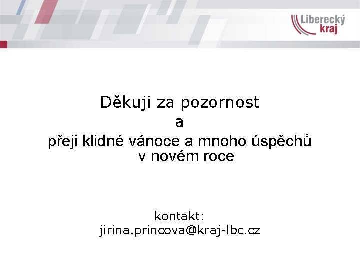 Děkuji za pozornost a přeji klidné vánoce a mnoho úspěchů v novém roce kontakt: