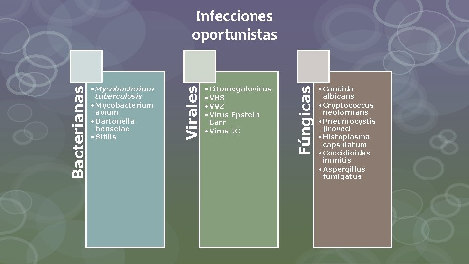  • Citomegalovirus • VHS • VVZ • Virus Epstein Barr • Virus JC