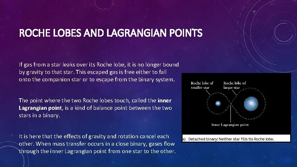 ROCHE LOBES AND LAGRANGIAN POINTS If gas from a star leaks over its Roche