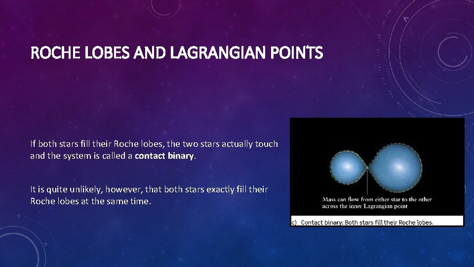 ROCHE LOBES AND LAGRANGIAN POINTS If both stars fill their Roche lobes, the two