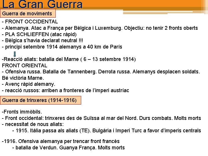 La Gran Guerra de moviments - FRONT OCCIDENTAL - Alemanya. Atac a França per