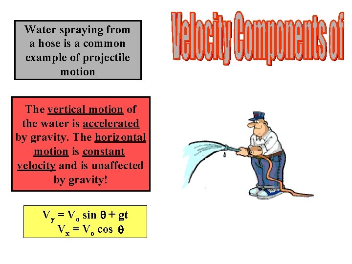 Water spraying from a hose is a common example of projectile motion The vertical