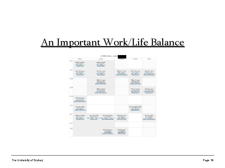 An Important Work/Life Balance The University of Sydney Page 19 