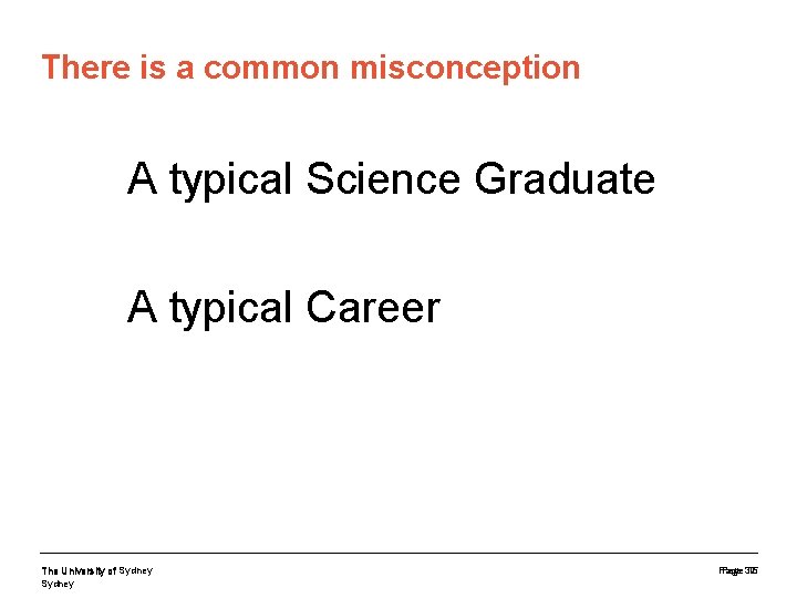 There is a common misconception A typical Science Graduate A typical Career The University