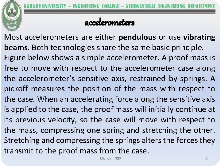 accelerometers Most accelerometers are either pendulous or use vibrating beams. Both technologies share the