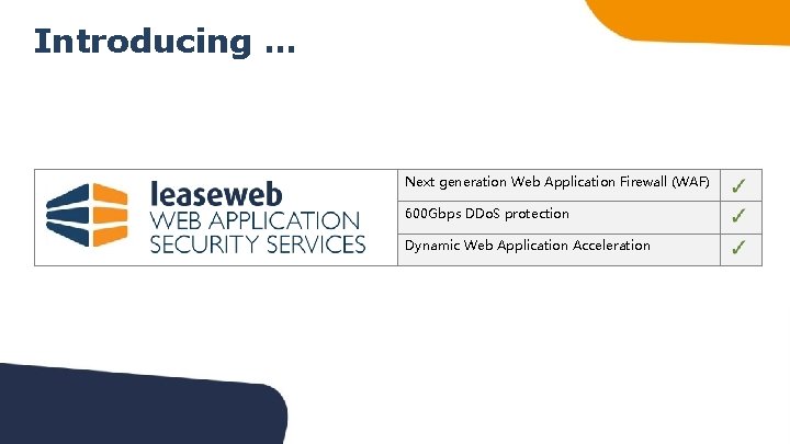 Introducing … Next generation Web Application Firewall (WAF) 600 Gbps DDo. S protection Dynamic