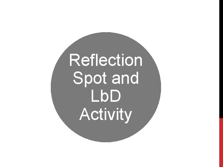 Reflection Spot and Lb. D Activity 