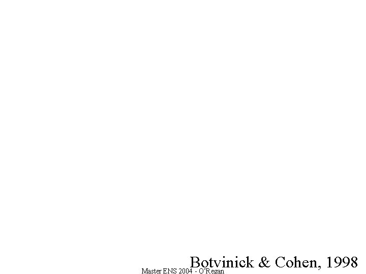 Botvinick & Cohen, 1998 Master ENS 2004 - O’Regan 