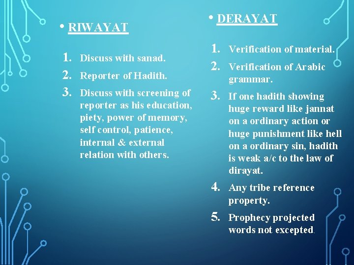  • RIWAYAT 1. 2. 3. Discuss with sanad. Reporter of Hadith. Discuss with