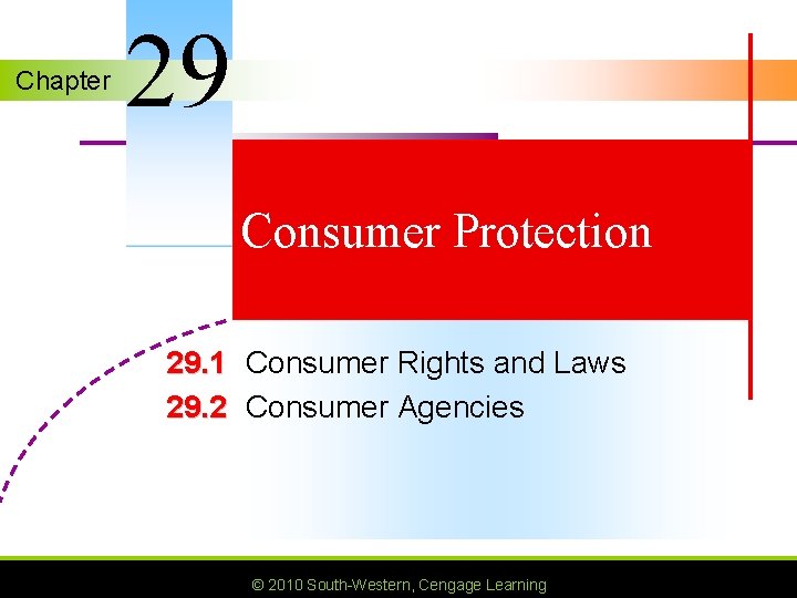 Chapter 29 Consumer Protection 29. 1 Consumer Rights and Laws 29. 2 Consumer Agencies