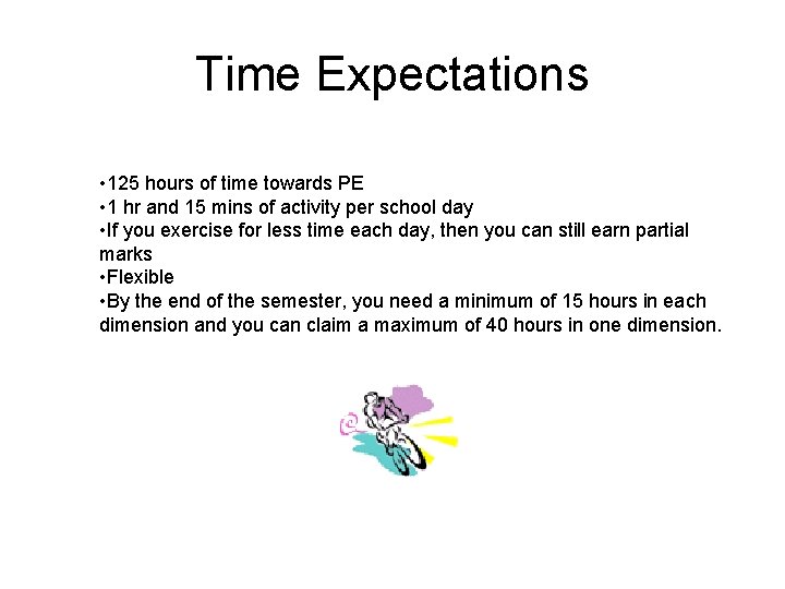 Time Expectations • 125 hours of time towards PE • 1 hr and 15