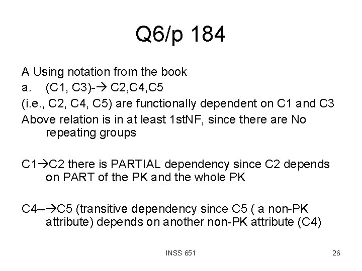 Q 6/p 184 A Using notation from the book a. (C 1, C 3)-