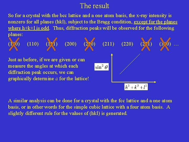 The result So for a crystal with the bcc lattice and a one atom