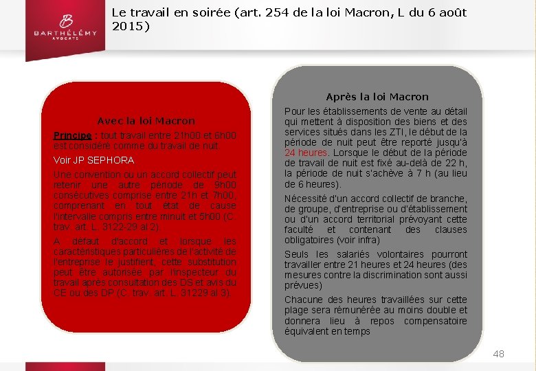 Le travail en soirée (art. 254 de la loi Macron, L du 6 août