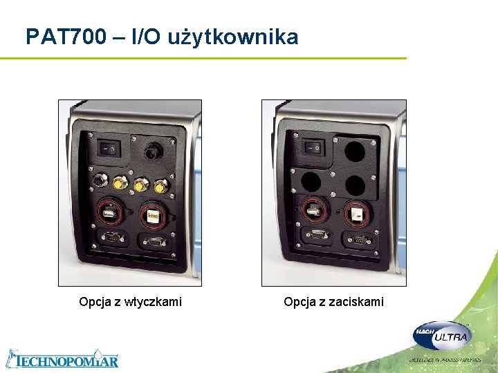 PAT 700 – I/O użytkownika Opcja z wtyczkami Copyright 2006 Hach Ultra Analytics – PAT 700 – I/O użytkownika Opcja z wtyczkami Copyright 2006 Hach Ultra Analytics –