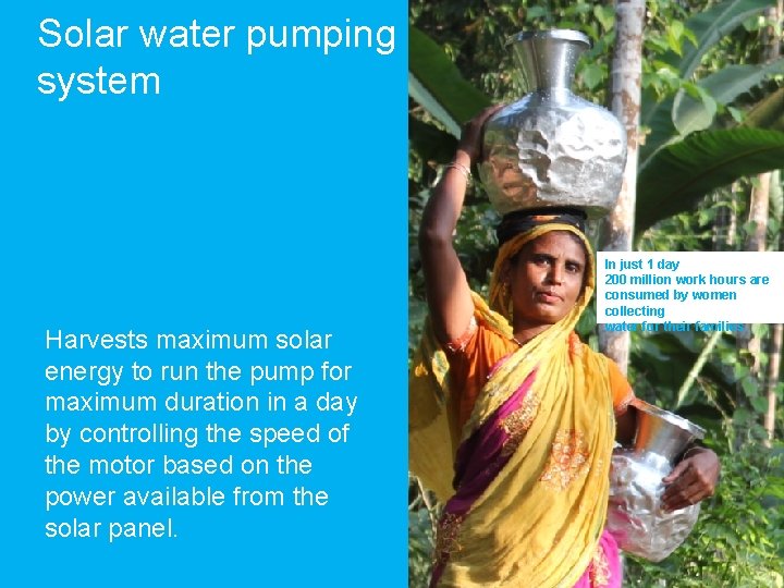 Solar water pumping system ●Harvests maximum solar energy to run the pump for maximum
