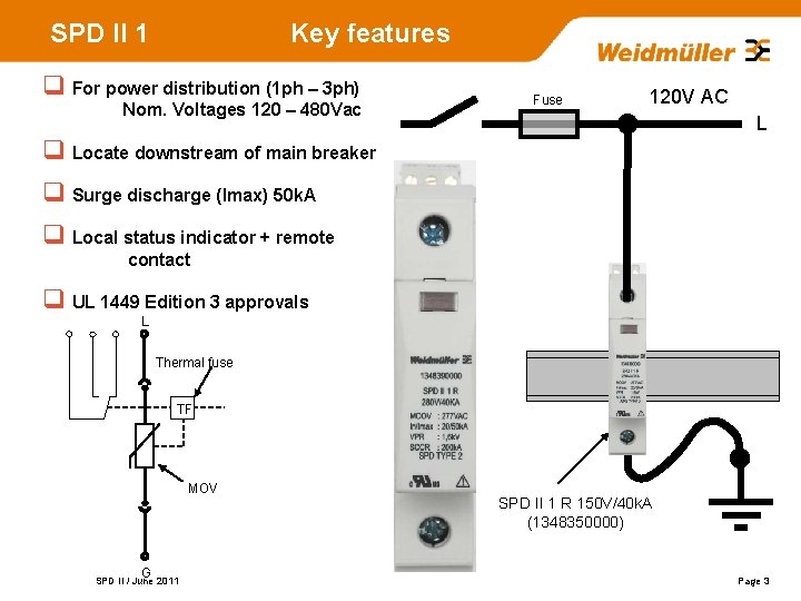 SPD II 1 Key features q For power distribution (1 ph – 3 ph)