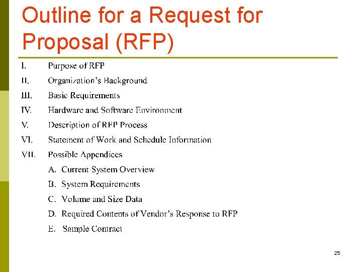 Outline for a Request for Proposal (RFP) 25 