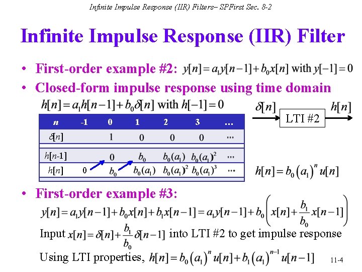 Infinite Impulse Response (IIR) Filters– SPFirst Sec. 8 -2 Infinite Impulse Response (IIR) Filter