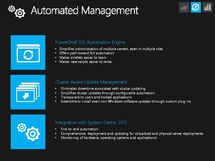 Power. Shell 3. 0: Automation Engine • • Simplifies administration of multiple servers, even