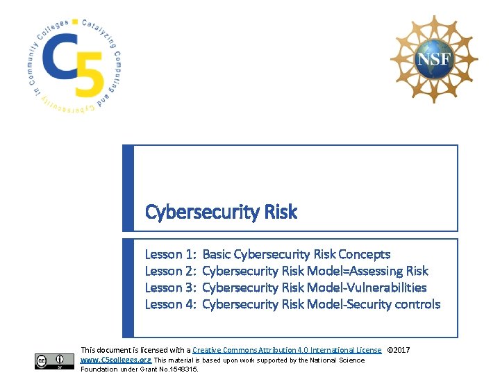 Cybersecurity Risk Lesson 1: Lesson 2: Lesson 3: Lesson 4: Basic Cybersecurity Risk Concepts