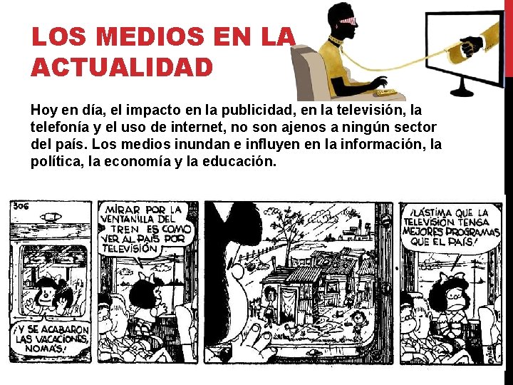 LOS MEDIOS EN LA ACTUALIDAD Hoy en día, el impacto en la publicidad, en